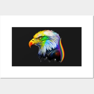 Eagle Rainbow Head Posters and Art